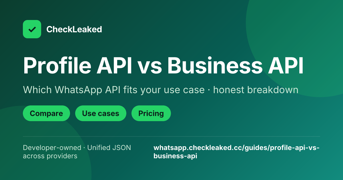 WhatsApp Profile API vs WhatsApp Business API — Disambiguation Guide ...